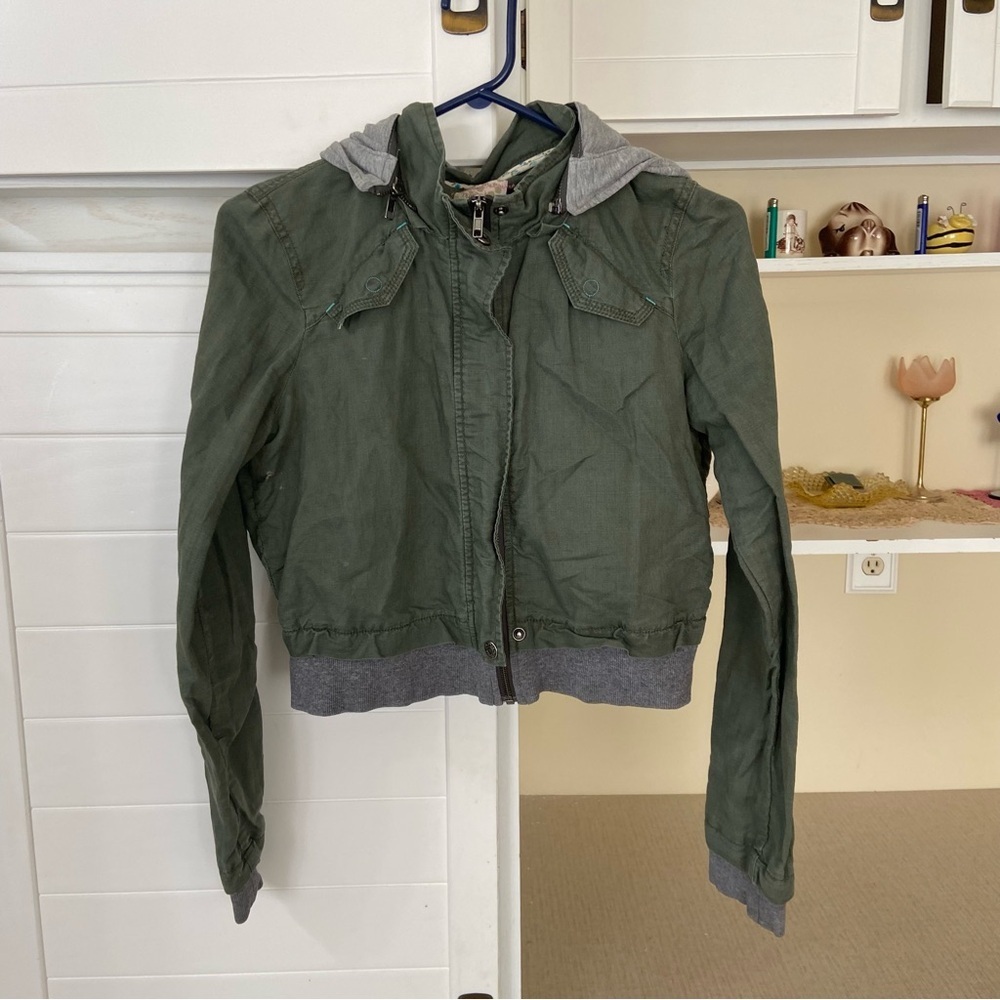 Vintage Green and Grey Crop Jacket